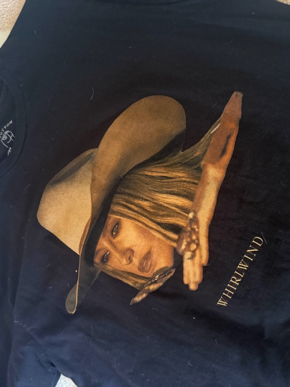 Whirlwind Graphic Tee with Cowboy Hat Print - Black